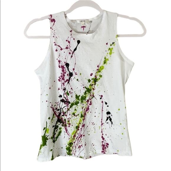 Tyler Boe White Tank Top Multi Color Paint Splatters Size Medium - Picture 1 of 9